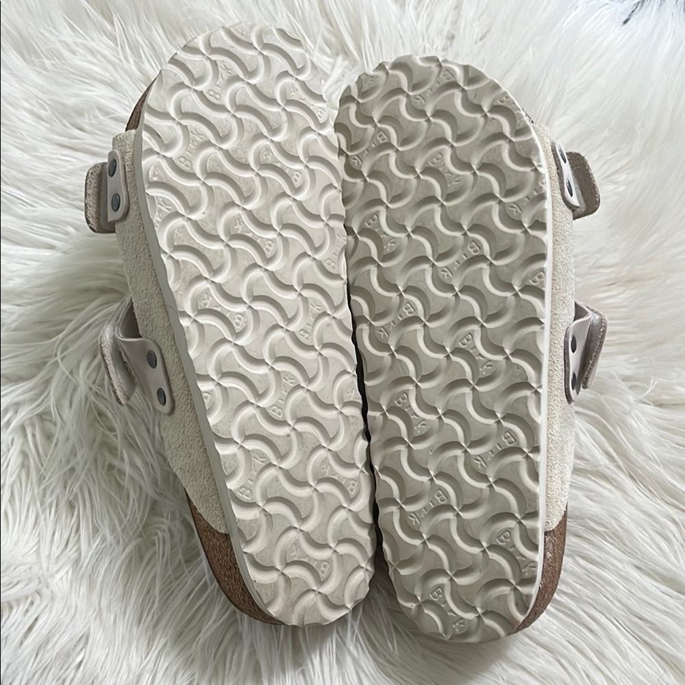 Birkenstock White Sandals with Adjustable Straps and Contoured Footbed - Picture 8 of 10